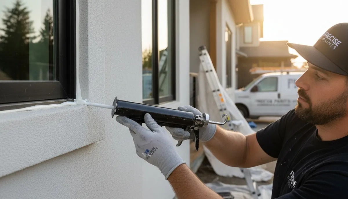Professional caulking and sealing on Lakeland FL home exterior by expert house painters