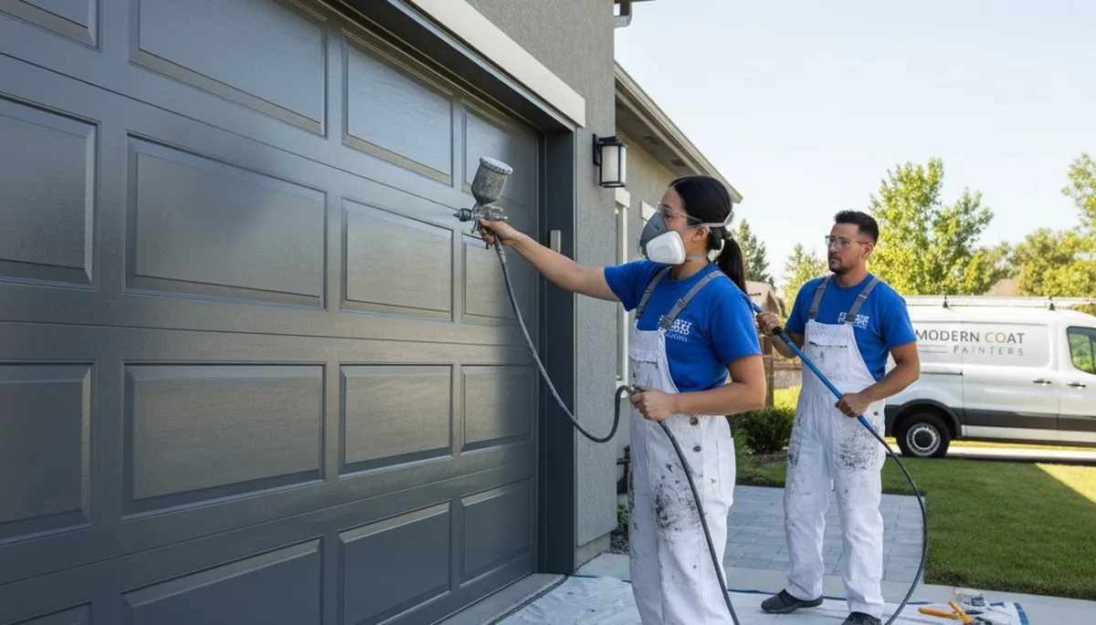 Professional garage door painting in Lakeland FL by expert house painters for lasting curb appeal