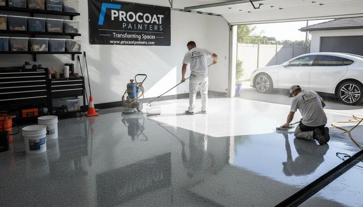 Professional epoxy garage floor coating in Lakeland FL by expert house painters for lasting durability
