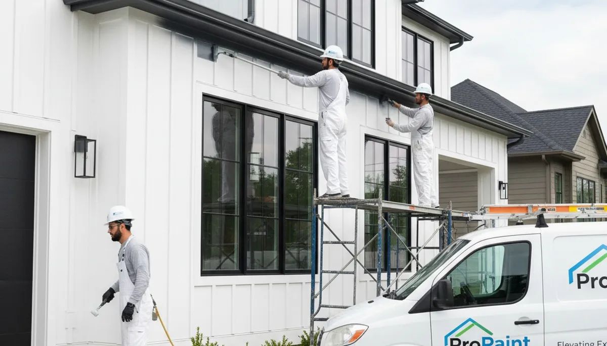 Professional gutter painting on a Lakeland FL home by expert exterior painters
