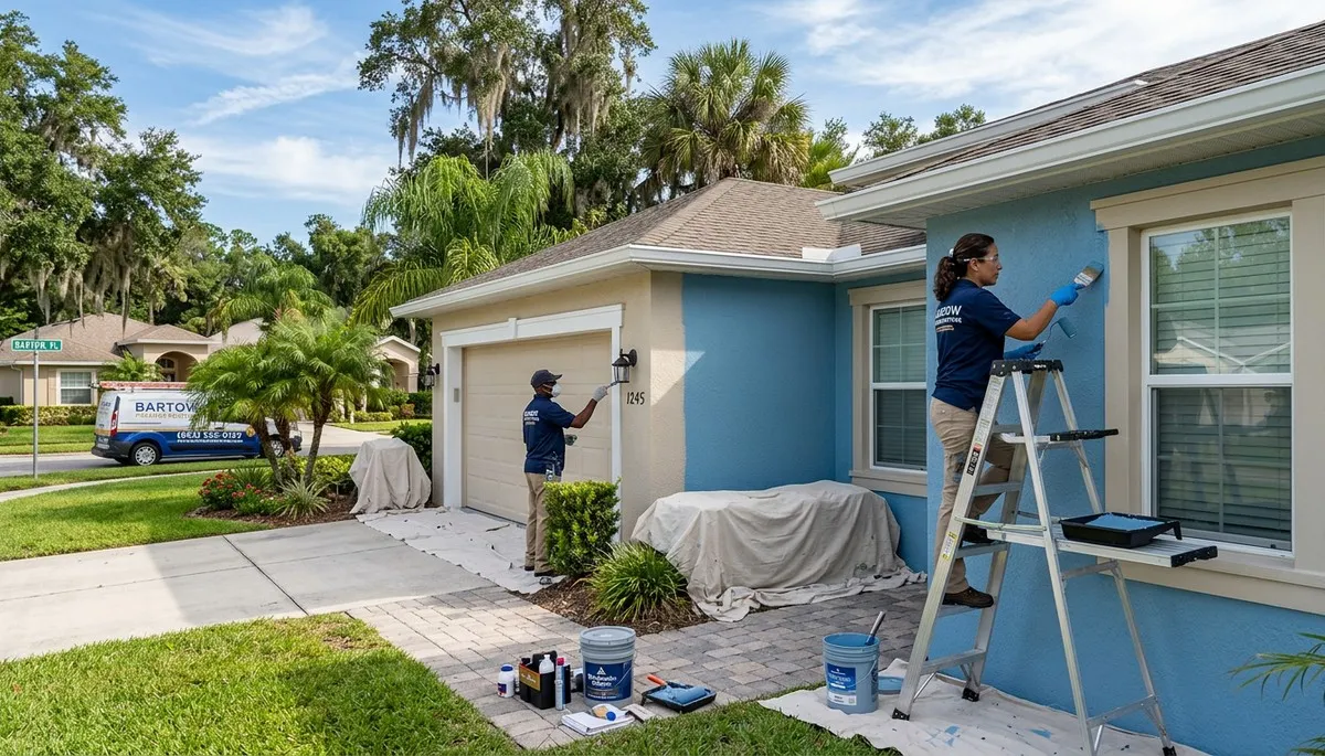 Professional house painters working on residential exterior in Lakeland, FL