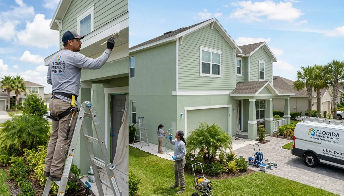 Professional house painters working on exterior home painting in Lakeland, FL