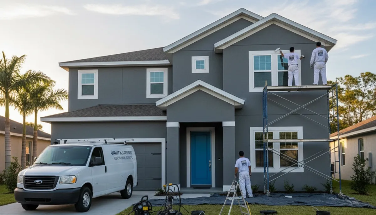 Professional house painters serving Lakeland, FL on a residential painting project