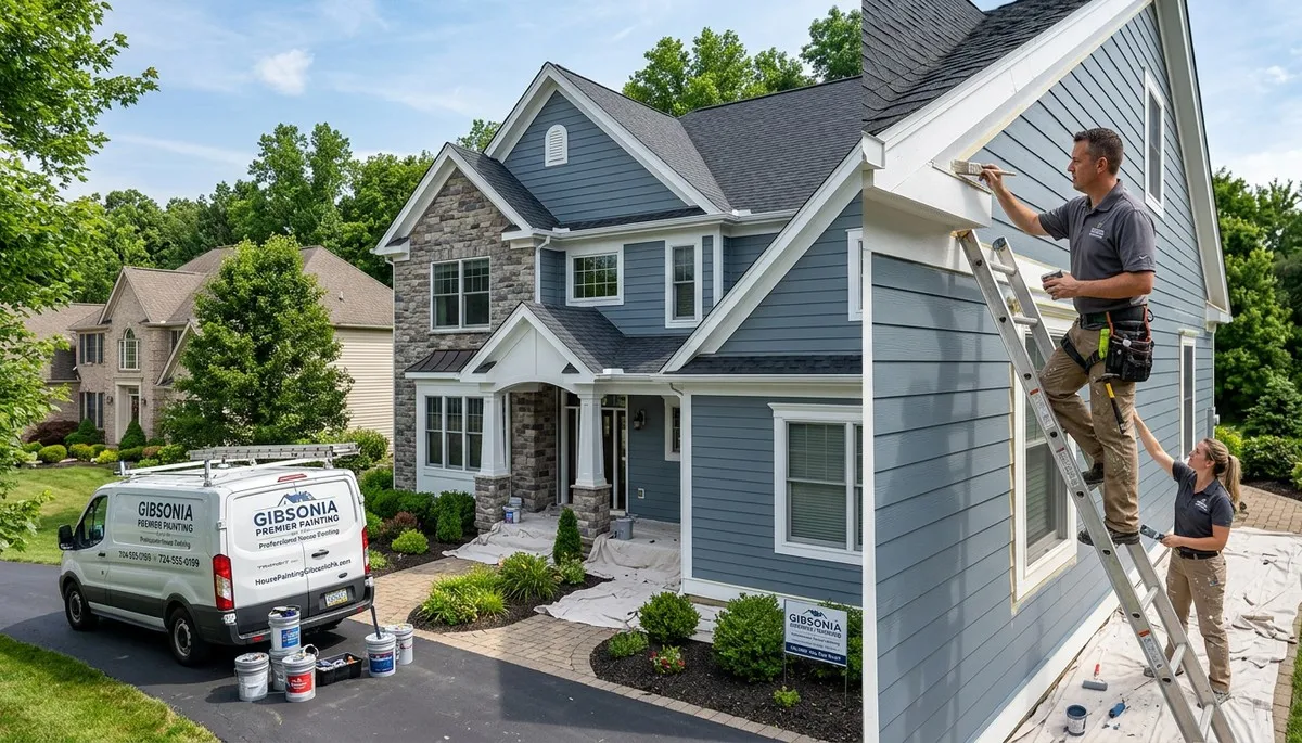 Professional house painters working on residential exterior in Lakeland FL