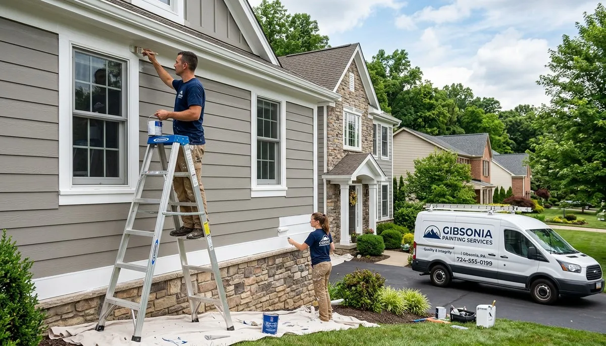 Professional house painters working on exterior home in Lakeland FL