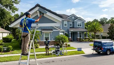 Professional house painters improving home exterior in Lakeland FL