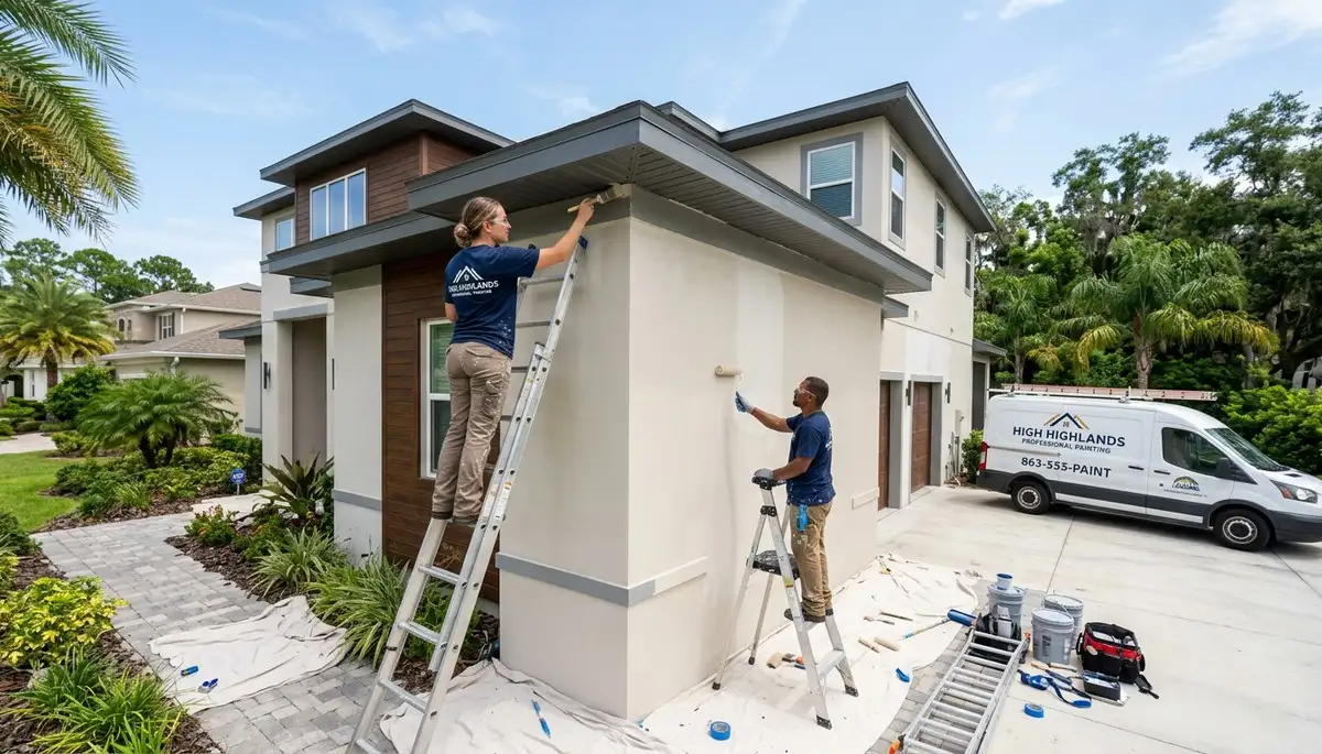 Professional house painters in Lakeland FL enhancing home exterior with fresh, vibrant paint finish