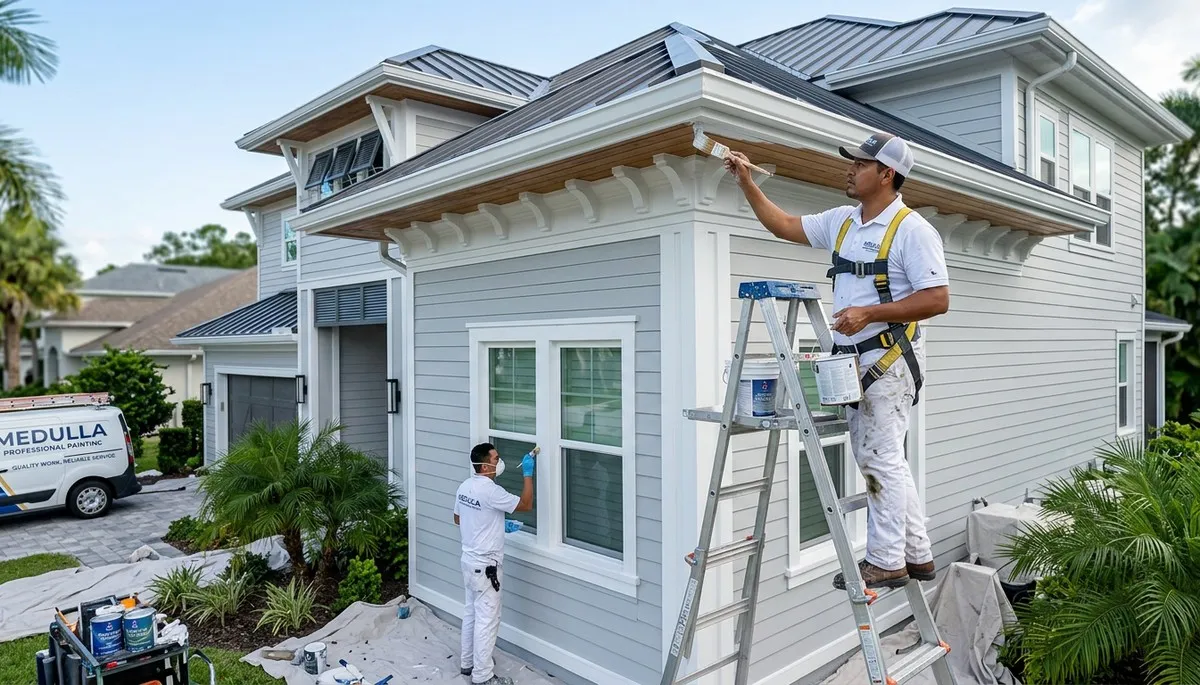Professional house painters completing exterior home painting in Lakeland, FL