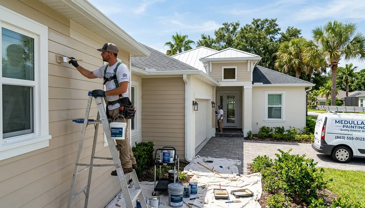 Professional house painters improving home exterior in Lakeland FL