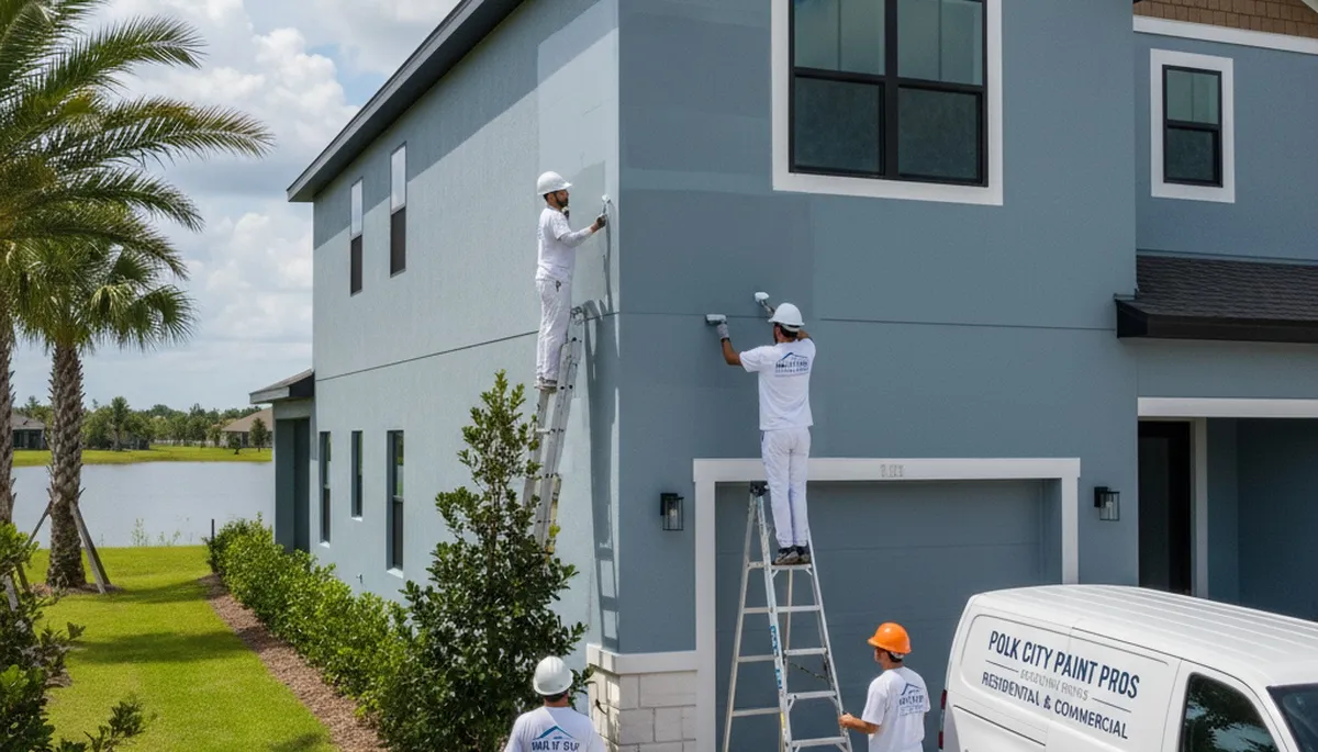 Professional house painters serving Lakeland, FL on a residential exterior painting project