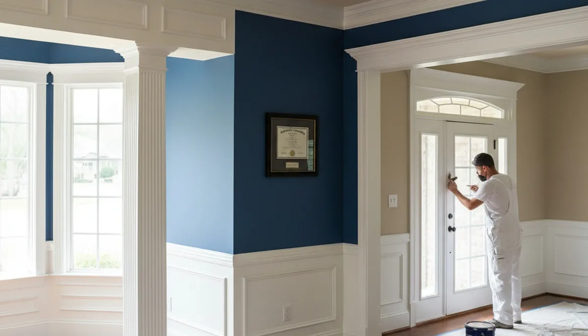 Interior trim painting with crisp lines and detailed finish in a Lakeland, FL home by expert painters