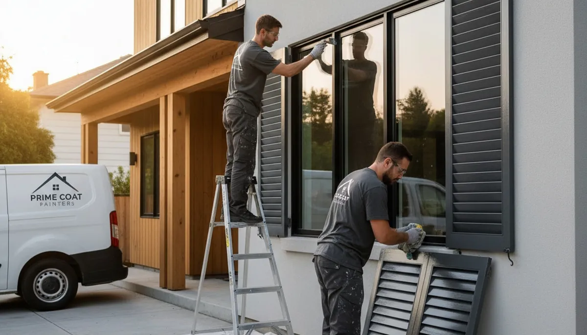 Professional shutter painting at a Lakeland, FL home with weather-resistant exterior finish