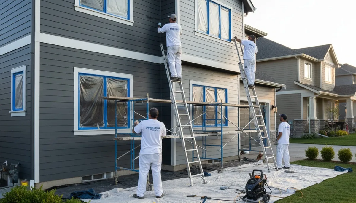 Professional siding painting on a Lakeland FL home exterior by expert local house painters