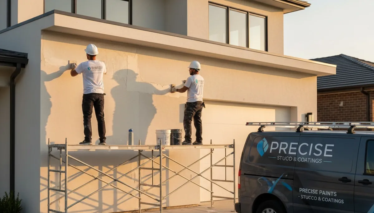 Professional stucco repair on Lakeland FL home exterior by expert painting contractors