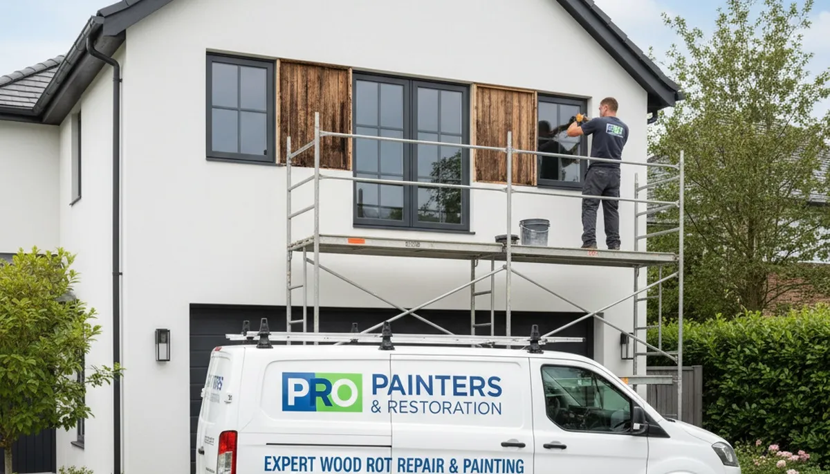 Professional wood rot repair on home exterior by expert painters in Lakeland, FL